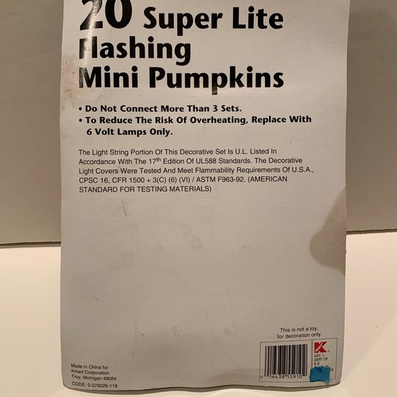 NWT HALLOWEEN FLASHING MINI PUMPKIN LIGHTS. - Picture 6 of 6